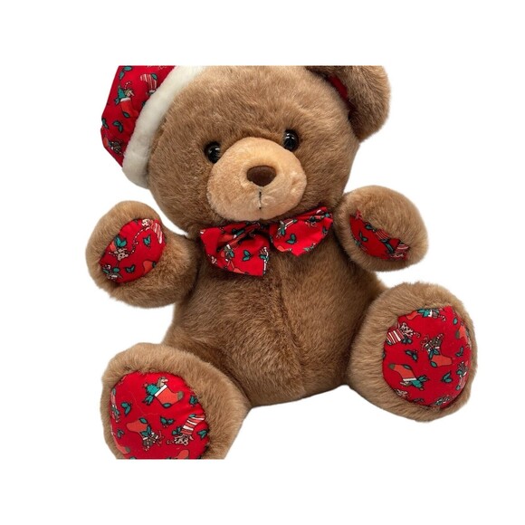 Vintage Steven Smith CHRISTMAS Plush Brown TEDDY BEAR Christmas Bow & Paws - Picture 4 of 10